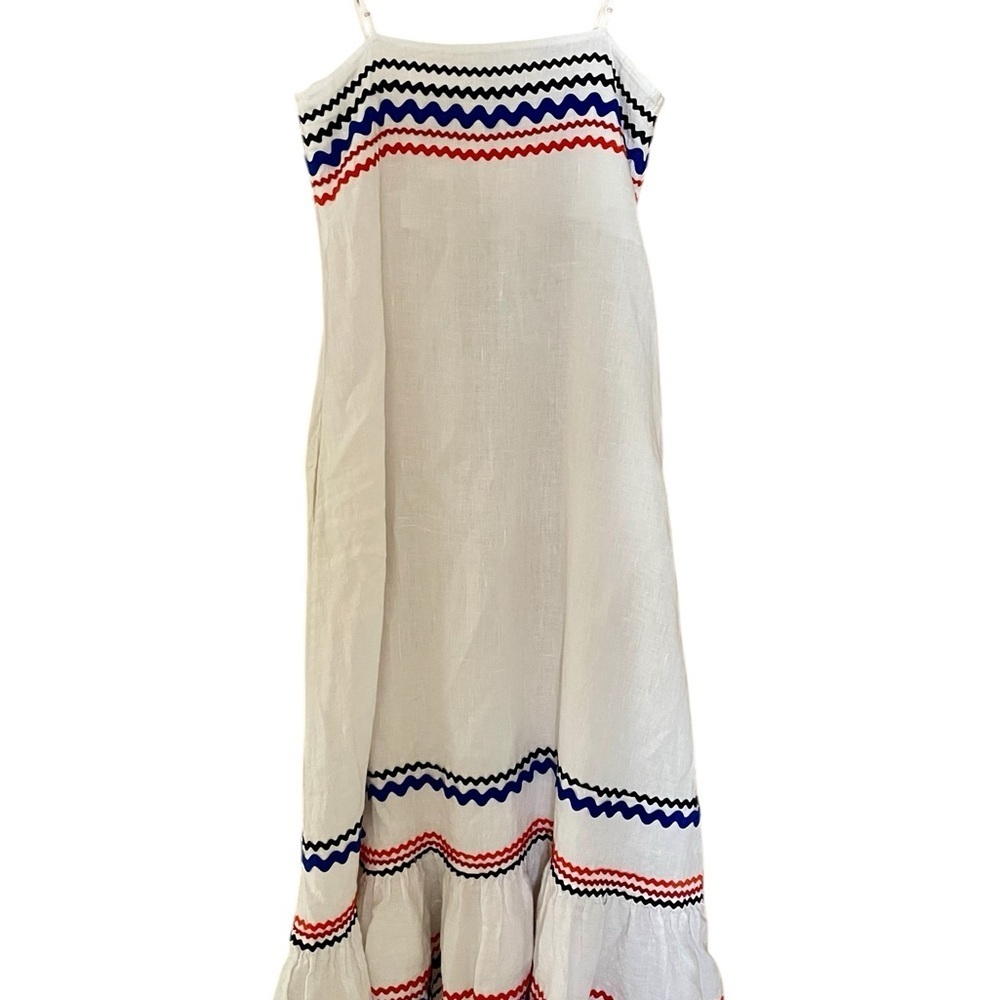 Lisa Marie Fernandez Rickrack Trimmed Linen Maxi Dress, White, Size 1 (U…